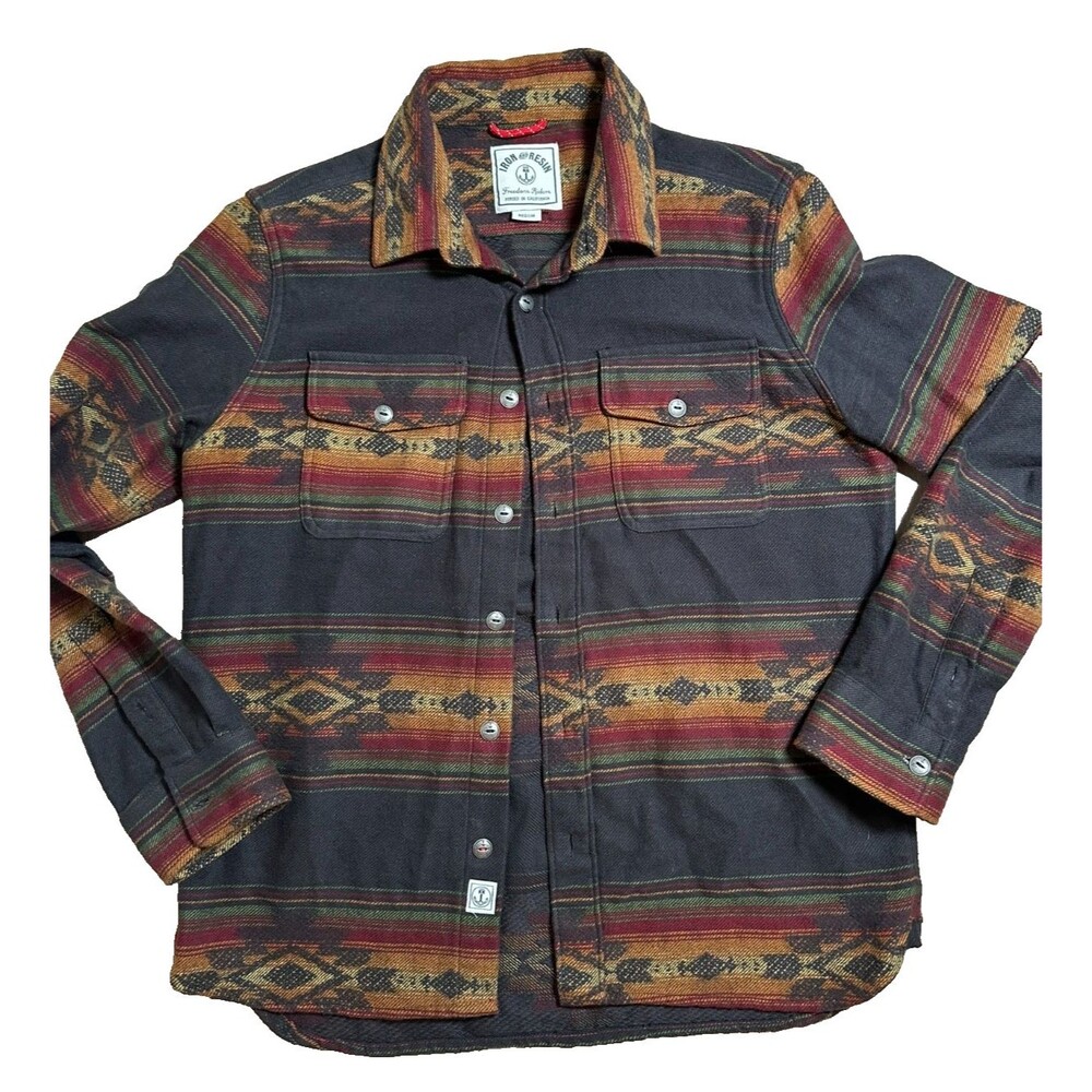Iron & Resin Flannel Shirt Klamath Cotton Button Down Heavy Duty Layer Aztec M
